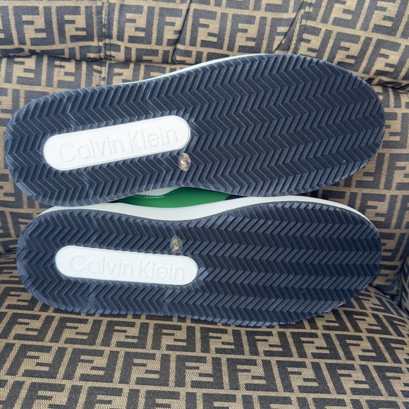 Calvin Klein Men's Blayne Casual Lace-Up White, Green, and Black Sneakers - Picture 8 of 15